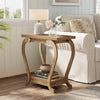 Modern Side End Table, 2-Tier Rustic Wooden Besides Sofa Table for Small Spaces