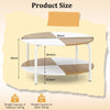 80cm Circle Tea Table Wooden Accent Table with Metal Frame