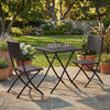 3 Piece Rattan Bistro Dining Set Outdoor Garden Balcony Folding Table Chair