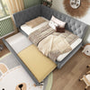 3ft Single Velvet Daybed with Trundle Bed, Upholstered Sofa Bed 90x190cm Grey