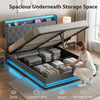 Lift up Storage Bed Frame with RGB LED Lights, 150 x 200cm, Dark Grey