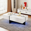 Coffee Table LED Lights with Drawers White High Gloss Modern Living Room