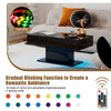 High gloss Coffee Table with RGB LED Lights adjustable Cocktail Sofa Table Black