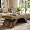 47.24-Inch Modern Rectangle Wooden Coffee Table with Arched Base for Living Room