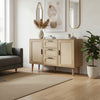 Rattan 2 Doors Sideboard Cabinet Home Storage Cupboard Buffet & 3 Drawers Unit