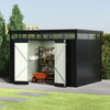 Galvanised Metal Garden Shed Outdoor Tool Storage House with Lockable Door Black