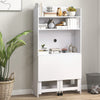 Computer Desk with Foldable Desktop and Storage Shelves, Study Table, White