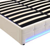 Upholstered Bed 4ft6 Double LED Hydraulic Bed Frame with Ottoman Storage Beige