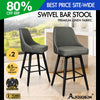 ALFORDSON 2x Bar Stools Swivel Padded Metal Leg Dining Chair Kitchen DARK GREY