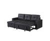 Newport Leather 3 Seater Pullout Sofa Bed with Storage Compartment-BLACK