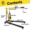 2 Ton Hydraulic Folding Engine Crane RocwooD Hoist Lift Stand 2000kg Garage