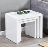 Nest of 3 Tables Grey Tempered Glass Top White High Gloss Side End Coffee Home