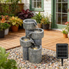 Stone Effect Fountain Solar Power LED Light Patio Water Feature Statues Outdoor