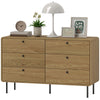 Bedroom Chest of Drawers, Modern 6 Drawer Dresser, Oak