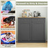 Kitchen Trash Cabinet Freestanding Recycling Cabinet Tilt Out Trash Bin Grey