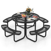 Outdoor Round Picnic Table & Bench Garden 115cm Coated Steel Table