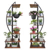 2 Pcs 6 Tier Tall Metal Indoor Plant Stand Round-Shaped Plant Shelf Holder Patio