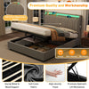 Upholstered Ottoman Storage Bed Frame Double with Storage Headboard & LED, Grey