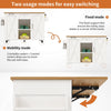 Mobile Kitchen Trolley Cart on Wheels with Drop Leaf Worktop, Drawer, Cabinets