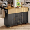 Kitchen Island on Wheels Rolling Storage Trolley with Extendable Worktop, Black