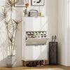 Slim Shoe Storage Cabinet with 3 Flip Drawers for Hallway, White