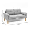 2-Seater Sofa Small Fabric Couch Armrest Side Pocket Modern Living Room