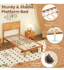 King Size Bed Frame Acacia Wood Platform Bed w/ Headboard Caramel