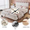 Double Upholstered Bed 4ft6 135x190cm with Velvet Headboard & Study Slats, Beige