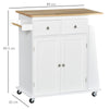 Kitchen Island Storage Cabinet Rolling Trolley with Wood Top, 3-Tier Spice Rack