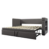 Daybed with Pull Out Trundle, 3ft Sofa Bed Upholstered Single Bed Frame, Grey