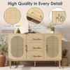 SIDEBOARD CABINET WOODEN RATTAN 2 DOORS 3 DRAWERS CUPBOARD STORAGE FURNITURE