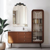 60x90cm Arched Wall Mirror Vintage Wood Bathroom HD Vanity Mirror Over Fireplace