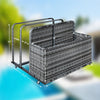 Outdoor Pool Float Storage Box with Wheels, PE Rattan Organizer for Patio & Pool
