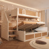 Children's Bunk Bed w/ Storage Stairs & Double Hydraulic Storage Lower Bed White