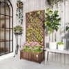 Garden Wooden Planter Box with Trellis Flower Raised Bed Dark Brown