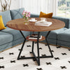 COSTWAY Farmhouse Kitchen Table 118CM Round Dining Table for 4-Brown
