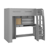 Grey High Sleeper Loft Bed with Desk and Wardrobe Carter