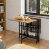 Rolling Drop Leaf Dining Table Folding Kitchen Table with Open Shelves & Wheels
