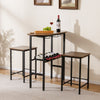 Counter Dining Table with 2 Stools 3PCS Breakfast Bar Set Brown
