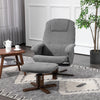 Linen-feel Fabric Recliner Chair with Ottoman and 360° Swivel, Grey