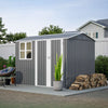 Garden Shed 8x6FT Steel Apex Tool Equipment Organize W/Window Door Grey