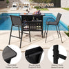 Patio Bar Height Table & Chairs w/ Breathable Fabric-Gray