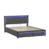 LED Ottoman Storage 5ft King Upholstered Bed Frame with Headboard & 2 Drawers