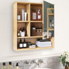 Bamboo Bathroom Mirror Cabinet 2-in-1 Storage Organizer Mirror Door for Washroom