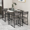 Sturdy Metal Frame Dining Set for 4 with Storage Rack