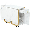 Folding Dining Table Rolling Drop Leaf Table with Drawers Cabinet Kitchen Table