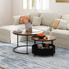 Round Coffee Table Set of 2 80 & 60 CM Circle Cocktail Table-Coffee