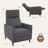 Push Back Recliner Chair Grey Linen Fabric Reclining Armchair