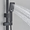 Black EXposed Bathroom Shower Mixer Twin Head Large Bar Set Square Valve System