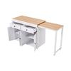 Extendable Kitchen Island on Wheels Rolling Storage Trolley w/ 2 Drawers 4 Doors